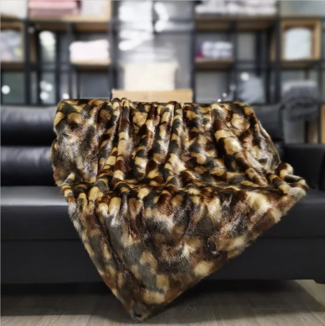 Decosy Decosy Faux Feather Throw Blanket(Brown Version)