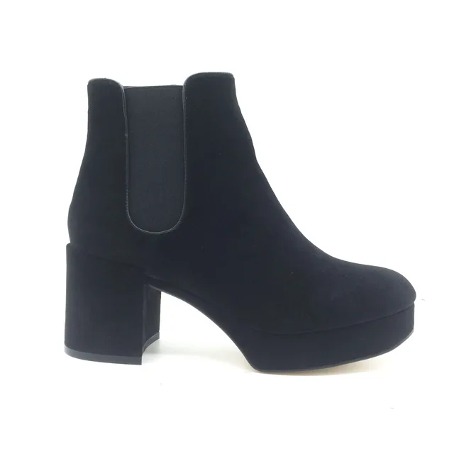 New design fashion block heel platform leather women short boot
