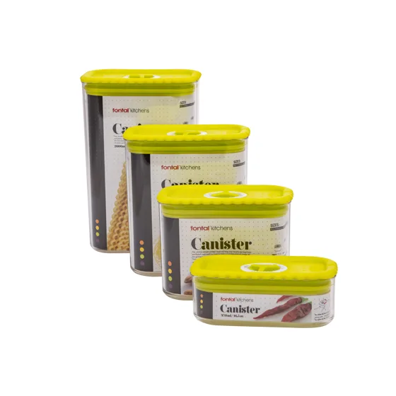 SET OF 4 Rectangular Food Canister with rotary date indicator
