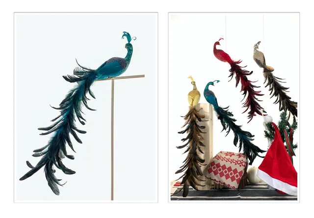 01 Christmas Ornament Christmas Decoration Peacock Christmas Figurine Natural Christmas Tree Gifts