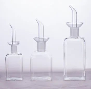 125ML 250ML 500ML 800ML Heat Resistant Square Shape oil Vinegar Bottle with Glass Spout