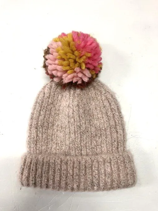 Kids kinnted hats with pompon
