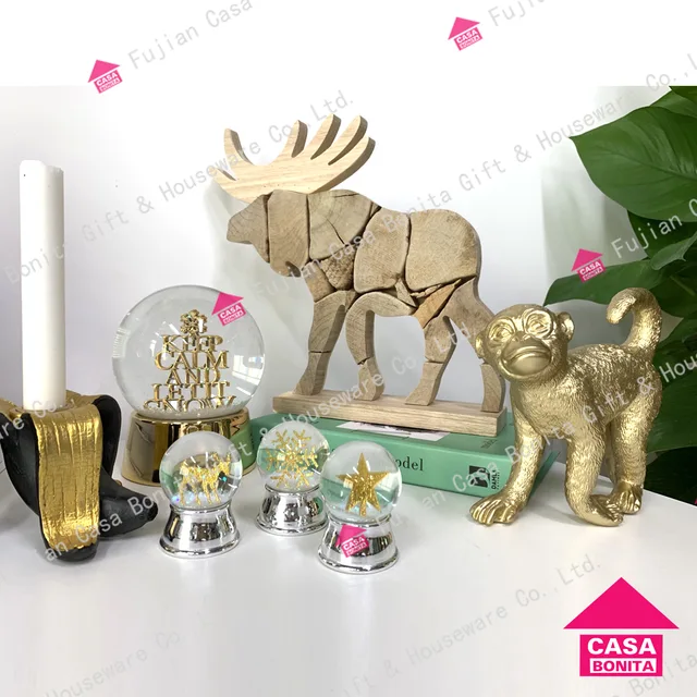 Glass waterball polyresin decor wooden decoration xmas decoration new arrivals hot sale