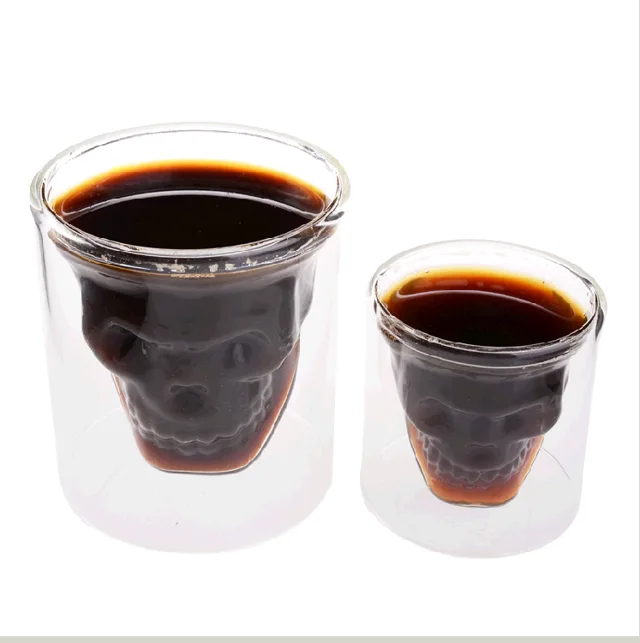 Hot Sale 25ml 80ml 150ml 200ml Double Wall Cup with Skull Shape