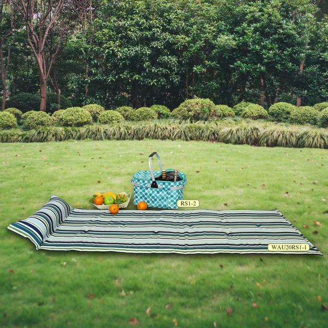 Indoor/outdoor polyester,spun polyester beach mat,picnic mat,with air pillow