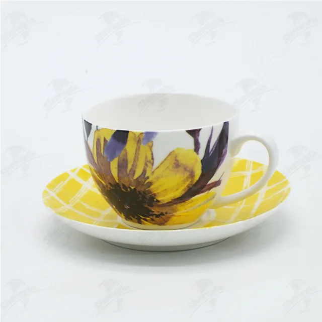 280ml coffee cup&saucer with watercolor flower design