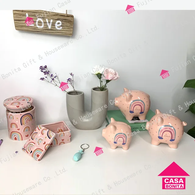Ceramic gift piggy bank saving bank rainbow jewelry box vase candy box new arrivals hot seller