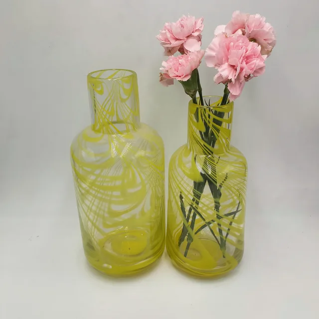 Yellow glass flower vase handcraft glass vases