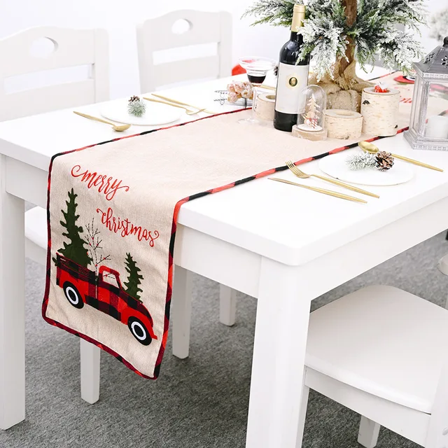 Buffalo check with car design table runner