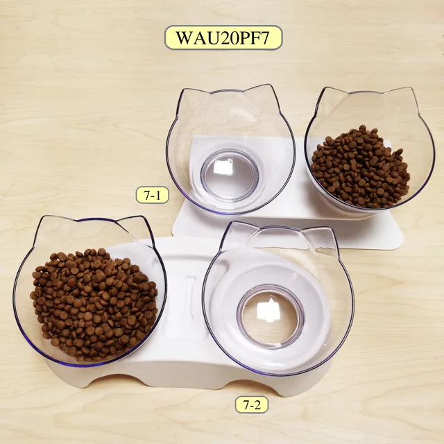 Cat Bowls with Stand, Tilted Platform, Double Cat Food Bowl,Cat Water Bowl,Cat Feeding Bowl,Cat Dish, food grade PC plastic+ABS,Detachablein