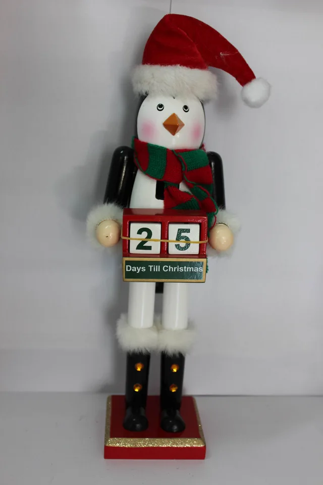 15inch Wooden Penguin Nutcrackers Hold Countdown