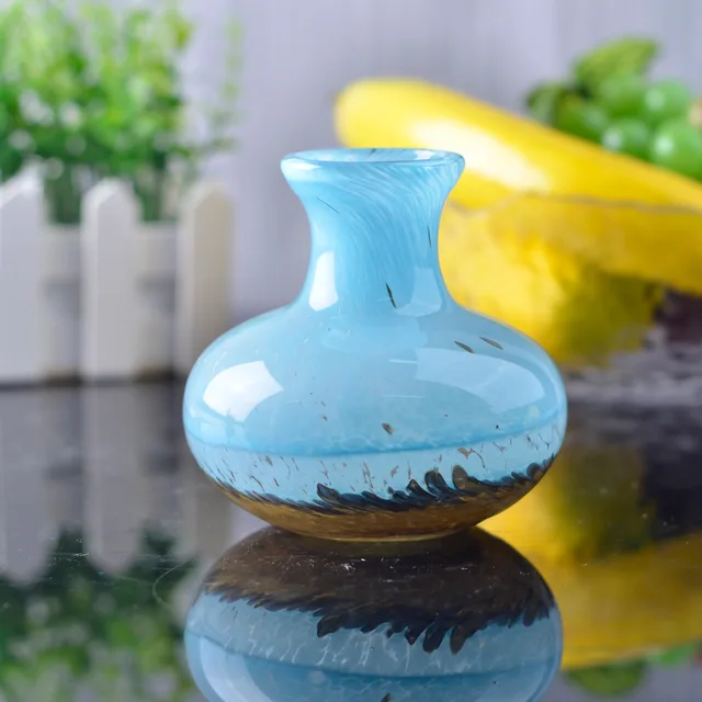 Two-color spliced small mouth glass vase, color never fades, a flower vase