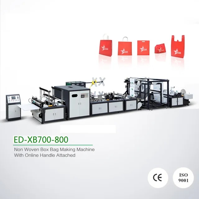 Fully Automatically NON-WOVEN BOX BAG MAKING MACHINE WITH HANDLE ONLINE
