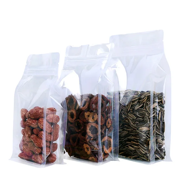 Stand up transparent ziplock package pouch bag for food