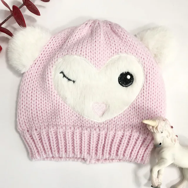 Hy200154 Girls Owl Beanie Hat