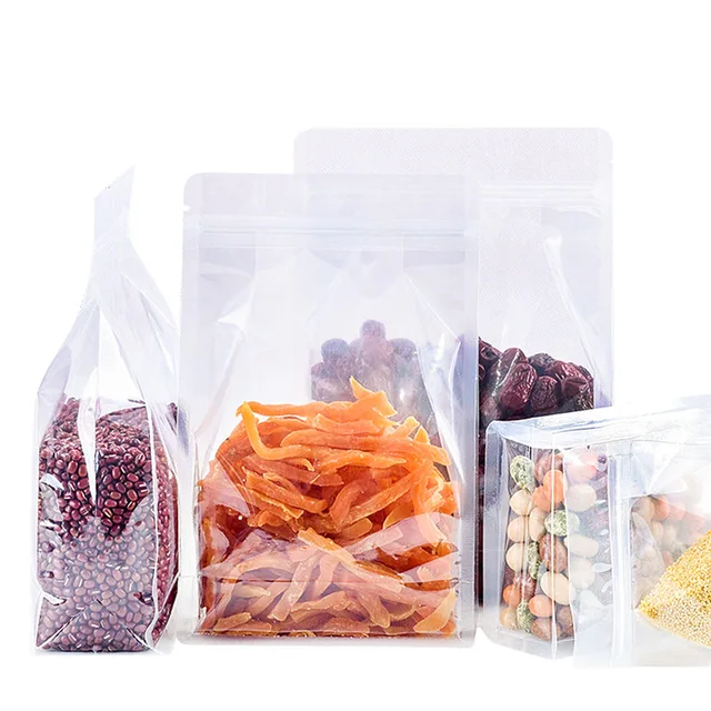 Food Grade Laminated Plastic Transparent Flat Bottom Zip Lock Food Packaging Bag