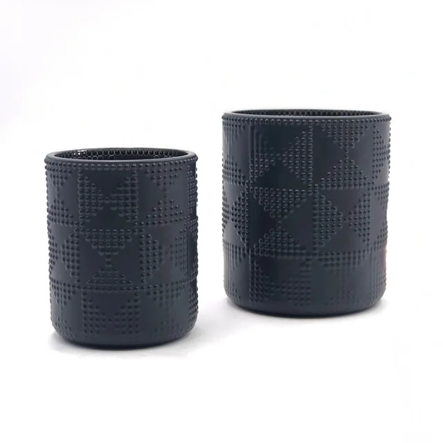 Black Glass Candle Jar Candle container With Wood Lid