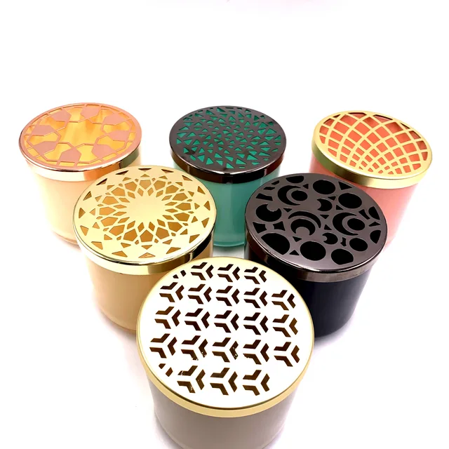 Colorful frosted luxury colored crystal candy jar with metal lid