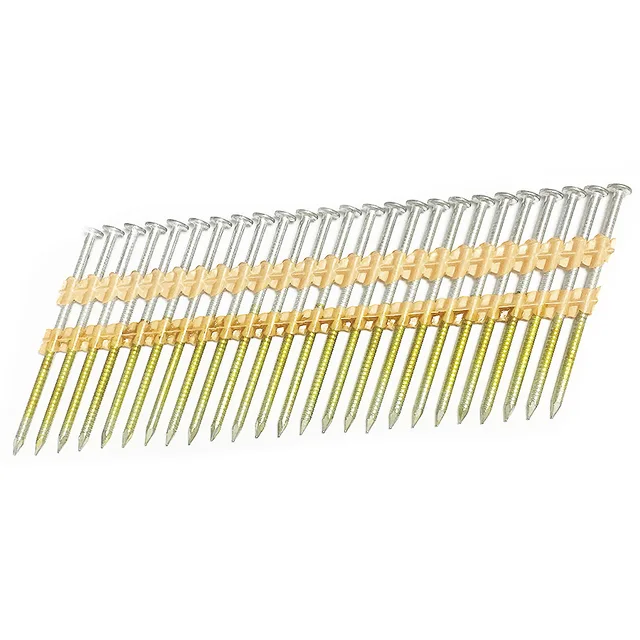 Plastic strip ring shank nails
