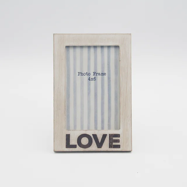 Wood Photo Frame White Wash - LOVE
