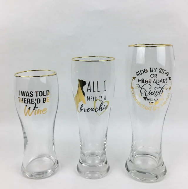 Beer Glasses With Gold Rim And Decals