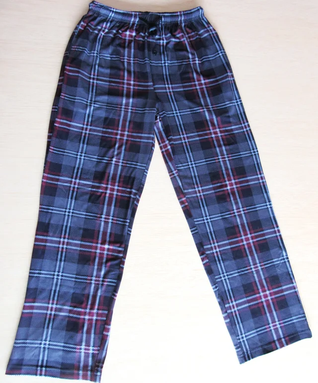 Pant Casual Classic Plaid Pajama Pants homewear lounge pants men poly spandex Minky fleece pants