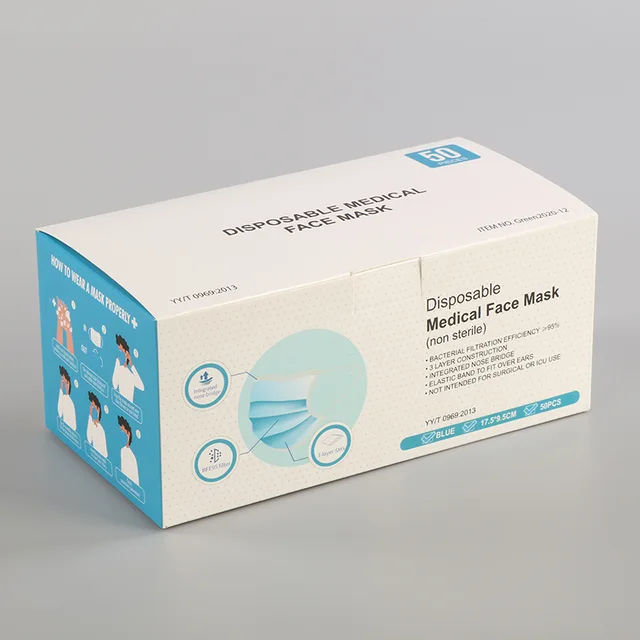 Blue Adult 3 Ply Non-woven Disposable Medical Face Mask