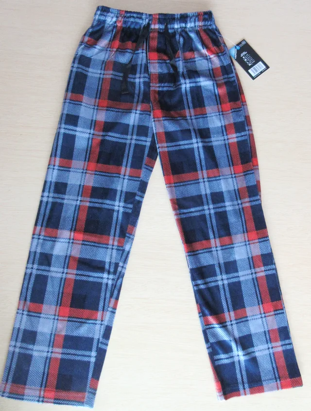 Pant boys drawstring lounge pants plaid colorblock pant super soft minky fleece