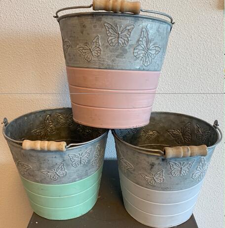 Wholesale Antique style basin Galvanized metal zinc tin Round Crown flower pots