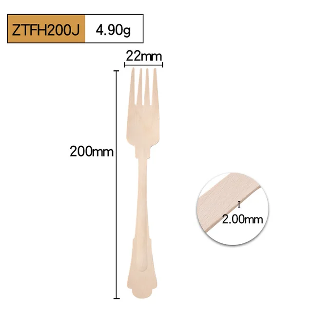 Disposable handle raised wooden fork disposable wood fork