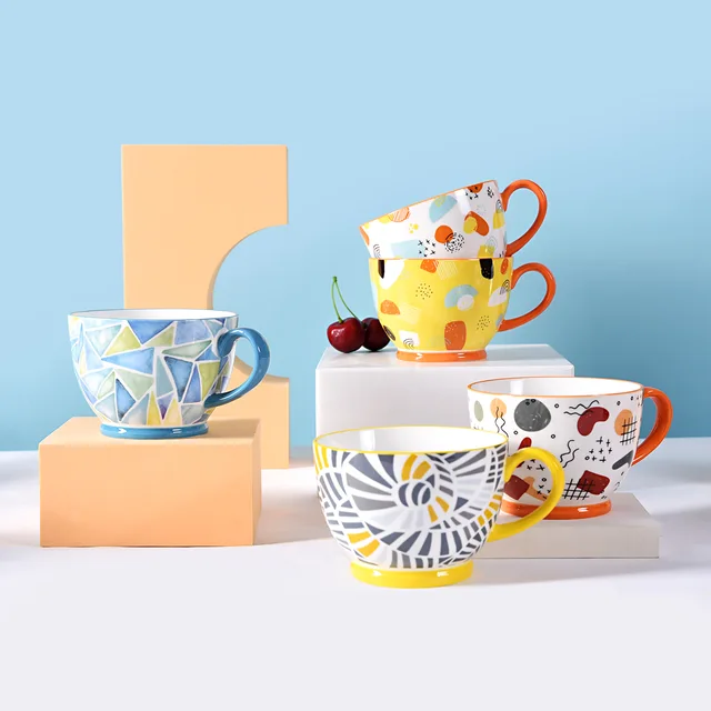 Songfa Bell Shape Geometrical And Fruit Durable Porcelain Mug