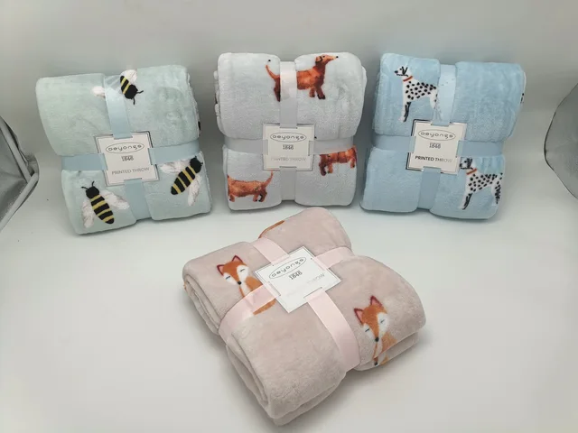 100% polyester home print animal flannel blanekt