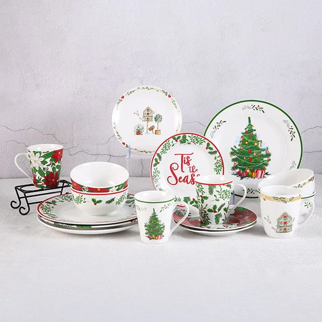 12pcs Christmas Decorated Tableware High-quality Ceramic Christmas Tableware