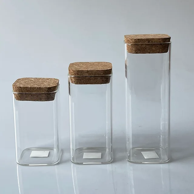 Glass canister with cork stopper
