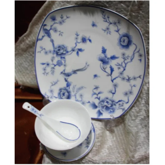 Blue and white embroidery