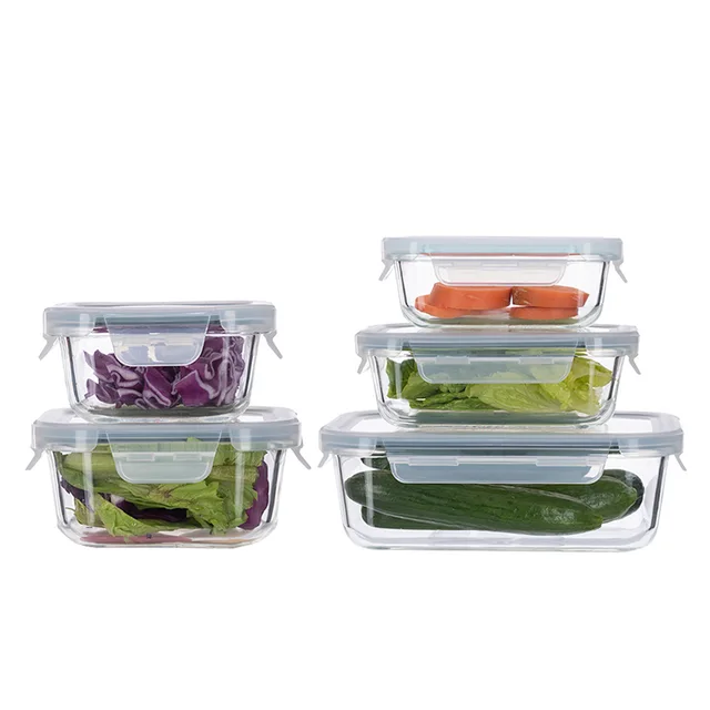 Rectangle glass food container set