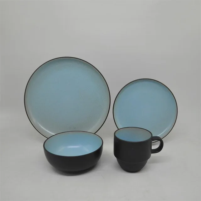 High quality ceramic tableware 12pcs Reactive Glaze Dinnerware