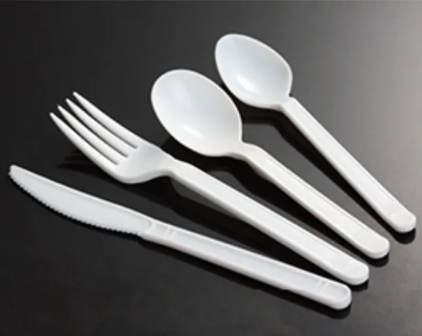 Disposable plastic knife fork spoon cutlery set