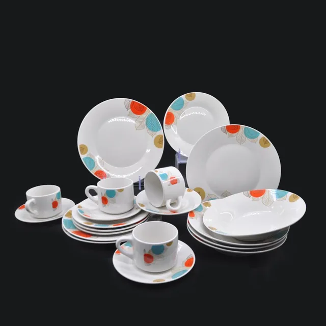 Hotel special porcelain decal printing dinnerware set with cup and saucer
