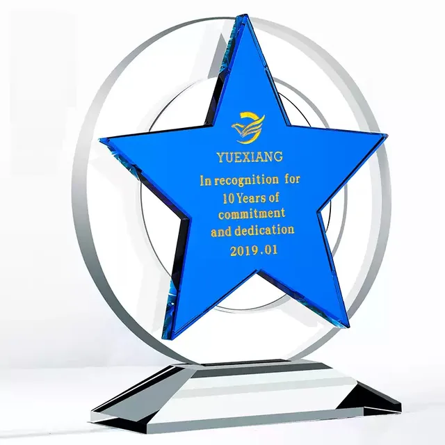 Blue Star Crystal Trophy