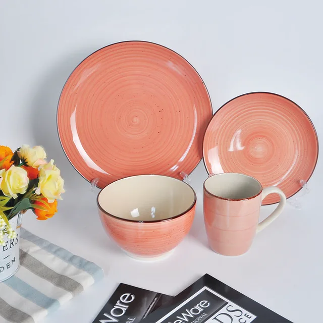 Hand painted dinner table set with eyelash edges
