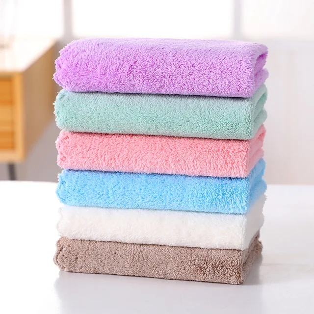 Solid color coral fleece good water absorption towel bath towel