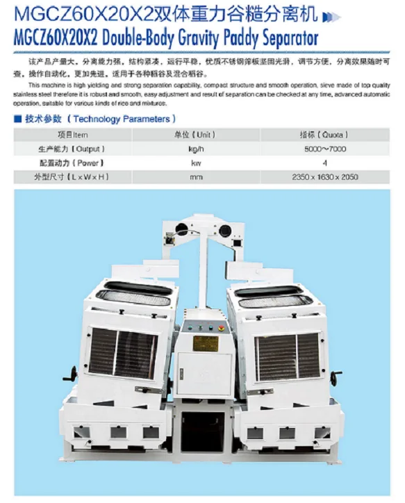 Gravity paddy separator