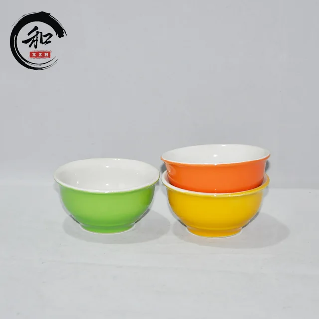 Stoneware Porcelain Color Glaze Microwave Safe Stackable Soup Noodle Rice Ceramic Packaging Cup Bowls