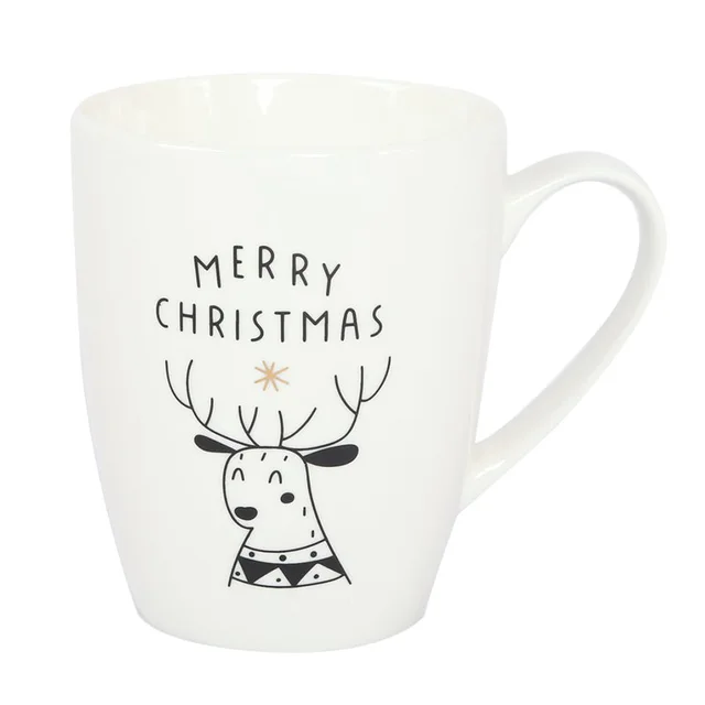New bone china mug Christmas design in decal with deer 11oz