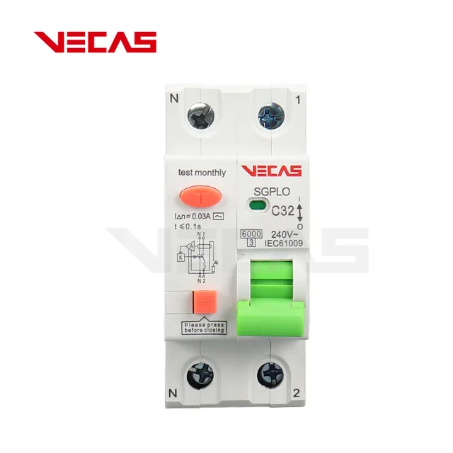 VECAS Upgrade RCBO Residual Current Breaker with Overcurrent Protection Leakage Breaker SGPLO Series Leakage Protector