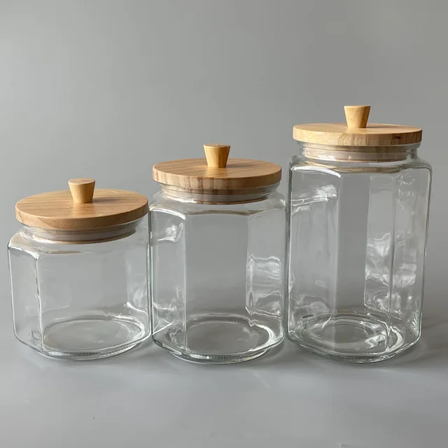 Bamboo lid glass canister