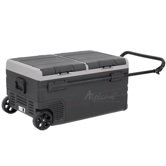 Alpicool TWW95 Car Fridge Double Temparature Control Solar charging Removable Door Refrigerator with Telescoping Handle