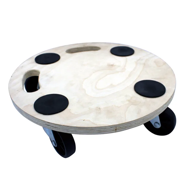 Heavy Duty 200kg round wood dolly with rolling casters and 4 non-slip corner pads