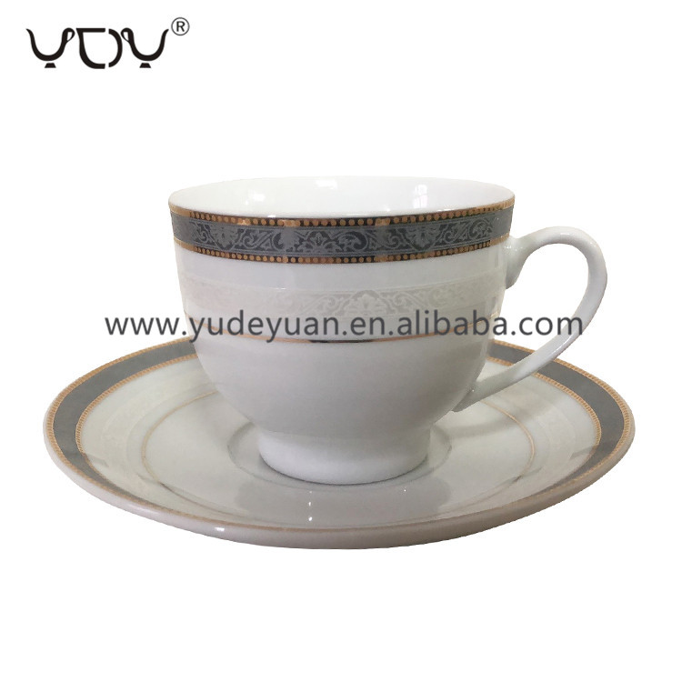 Custom logo 180cc coffee cafe porcelain cup and saucer